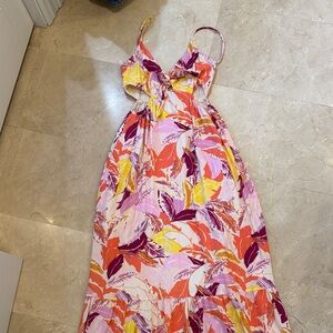 Aqua Multicolor Floral Midi Dress